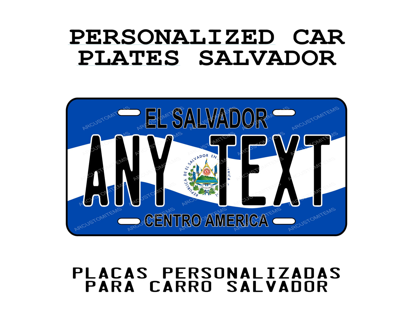 PERSONALIZED CAR PLATE SALVADOR, PLACAS PERSONALIZADAS SALVADOR